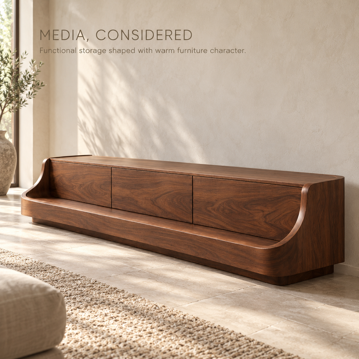 Everley Sculptural Solid Wood TV Stand - Design 163 - product detail 2