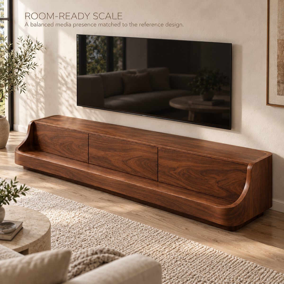 Everley Sculptural Solid Wood TV Stand - Design 163 - product detail 3