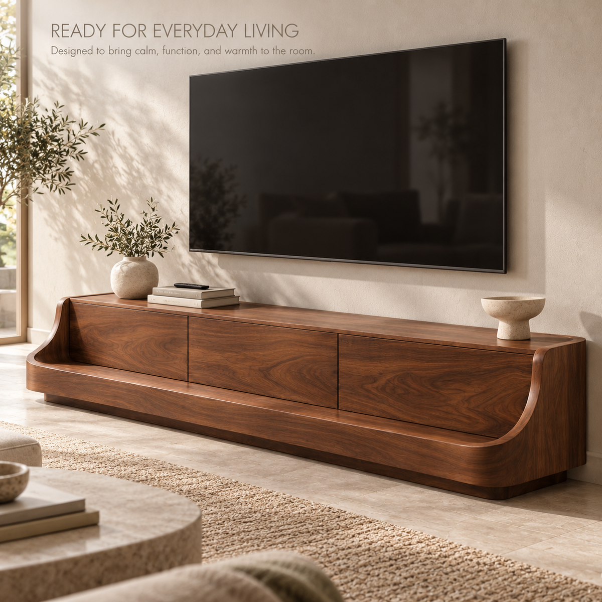 Everley Sculptural Solid Wood TV Stand - Design 163 - product detail 6