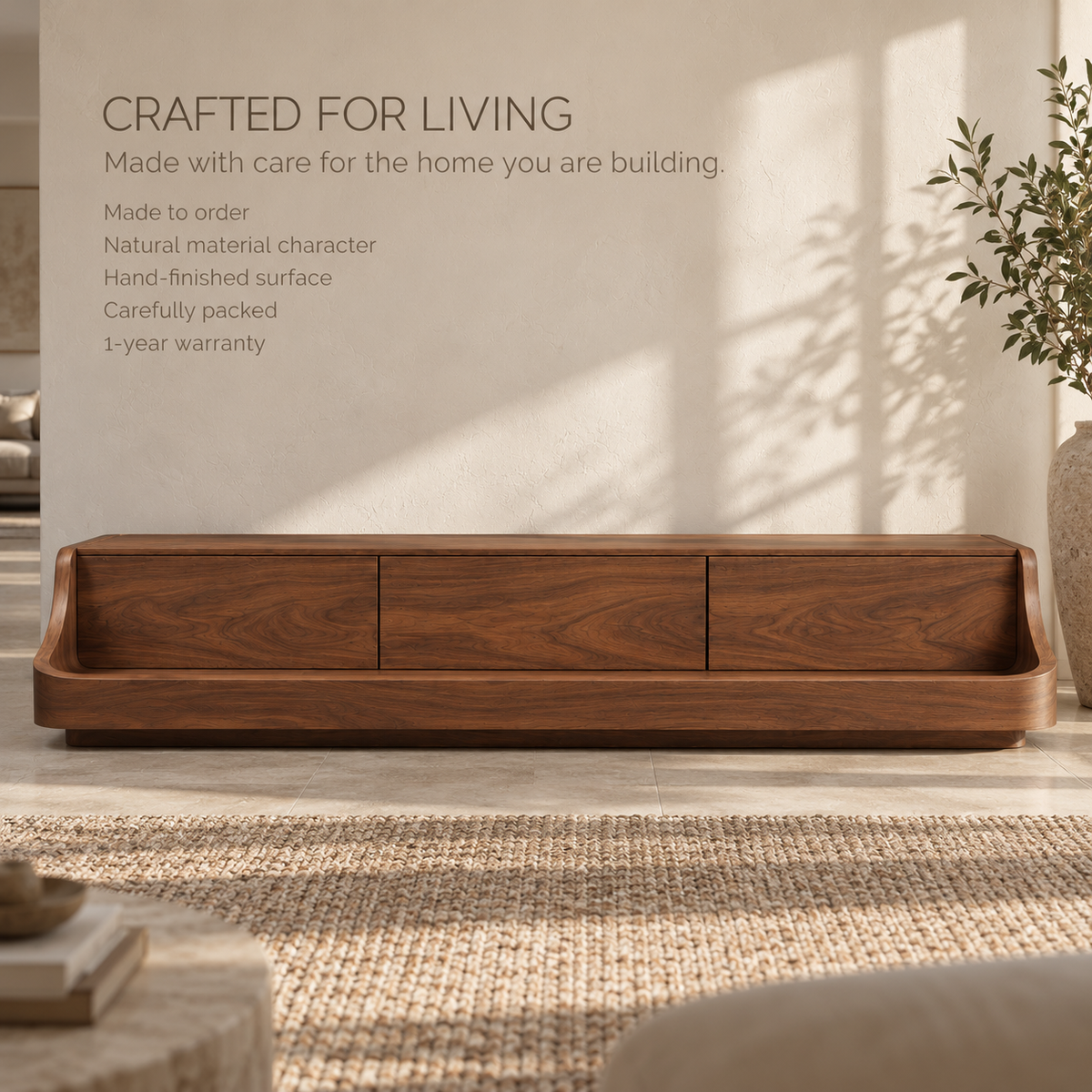 Everley Sculptural Solid Wood TV Stand - Design 163 - product detail 8