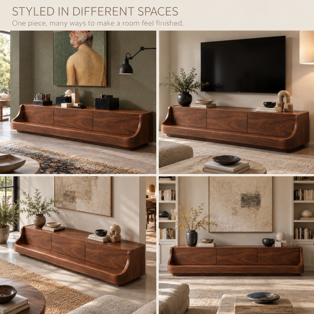 Everley Sculptural Solid Wood TV Stand - Design 163 - product detail 9