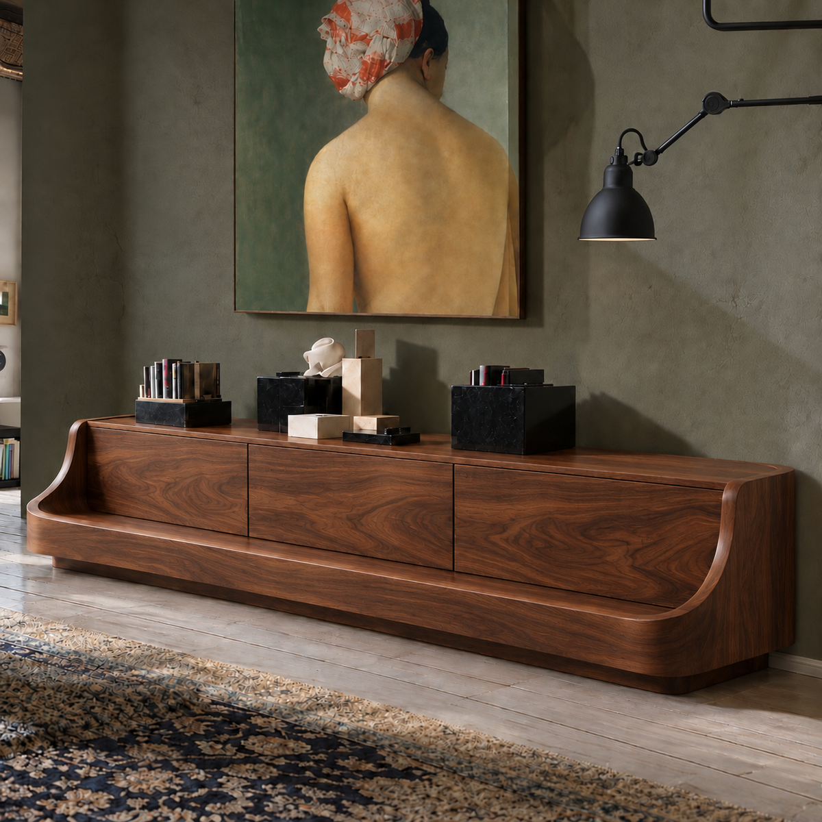 Everley Sculptural Solid Wood TV Stand - Design 163 - original main view