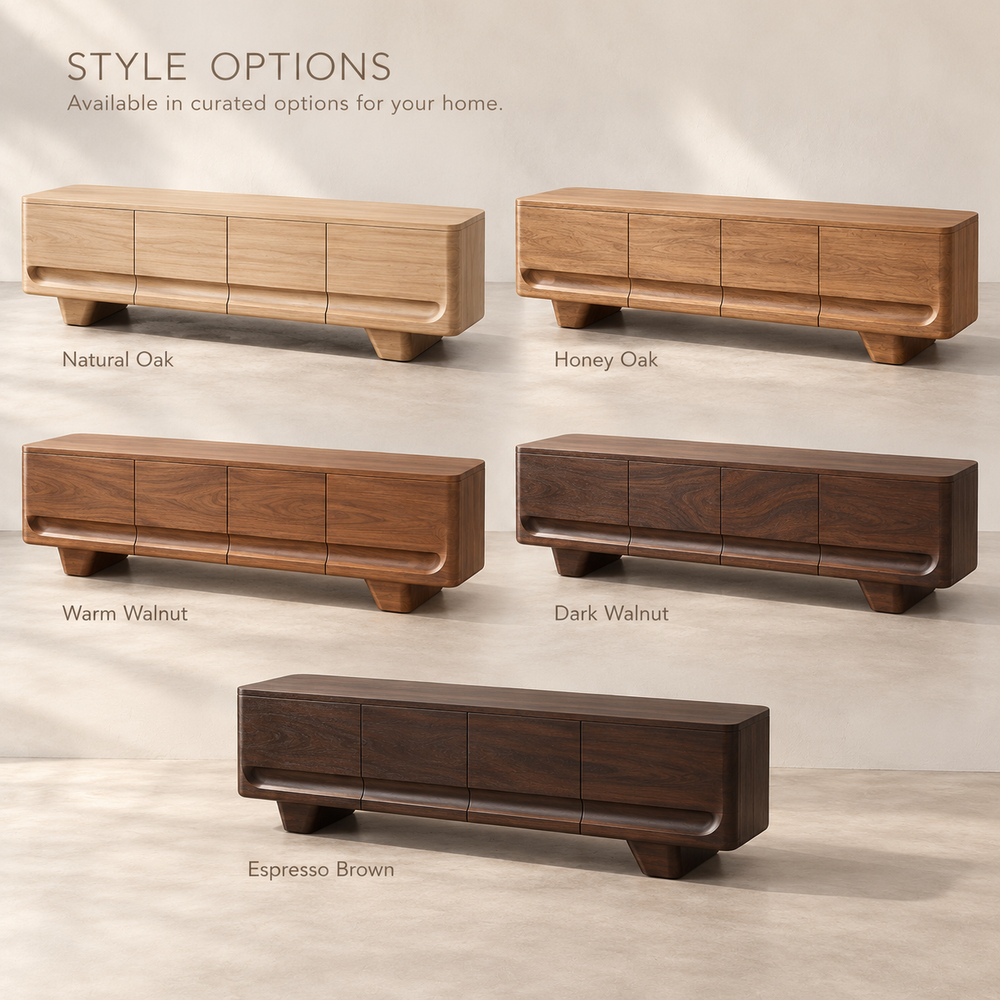 Fernwick Sculptural Solid Wood TV Stand - Design 164 - wood finish options