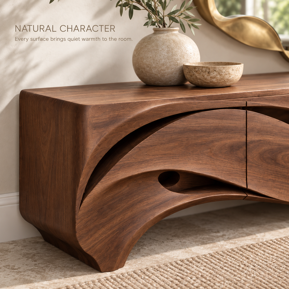 Greystone Sculptural Solid Wood TV Stand - Design 165 - product detail 4