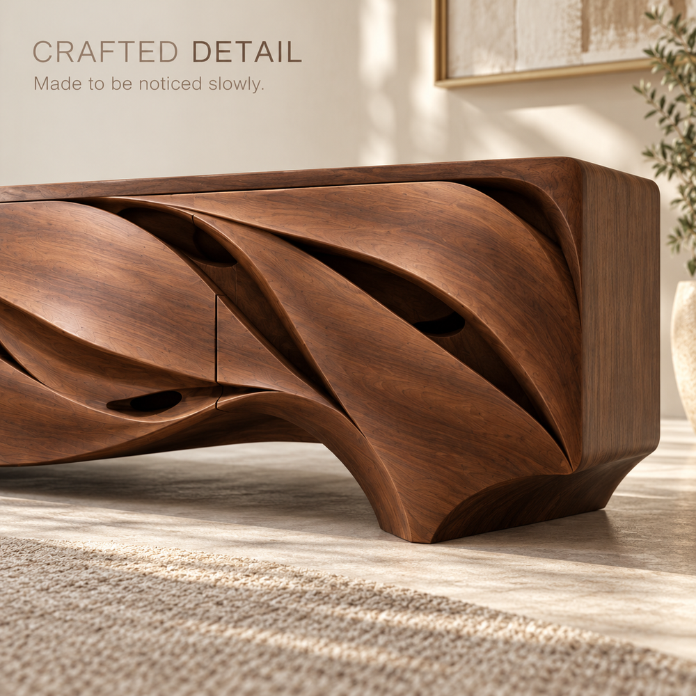 Greystone Sculptural Solid Wood TV Stand - Design 165 - product detail 5