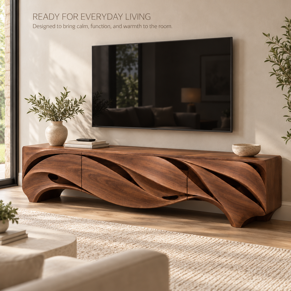 Greystone Sculptural Solid Wood TV Stand - Design 165 - product detail 6