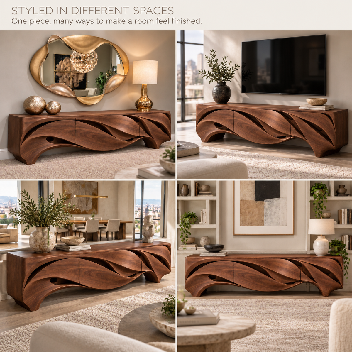 Greystone Sculptural Solid Wood TV Stand - Design 165 - product detail 9