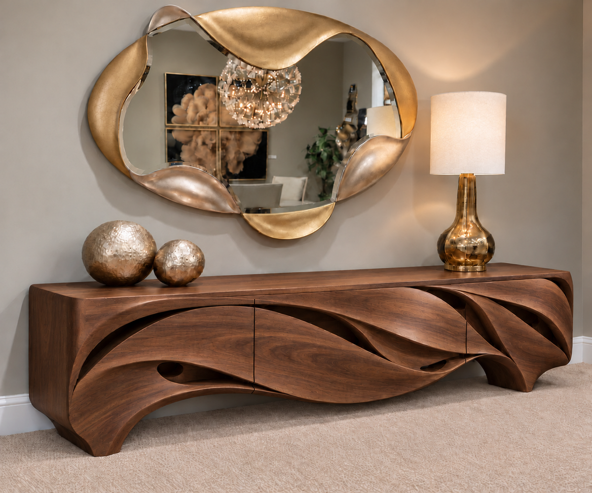 Greystone Sculptural Solid Wood TV Stand - Design 165 - original main view