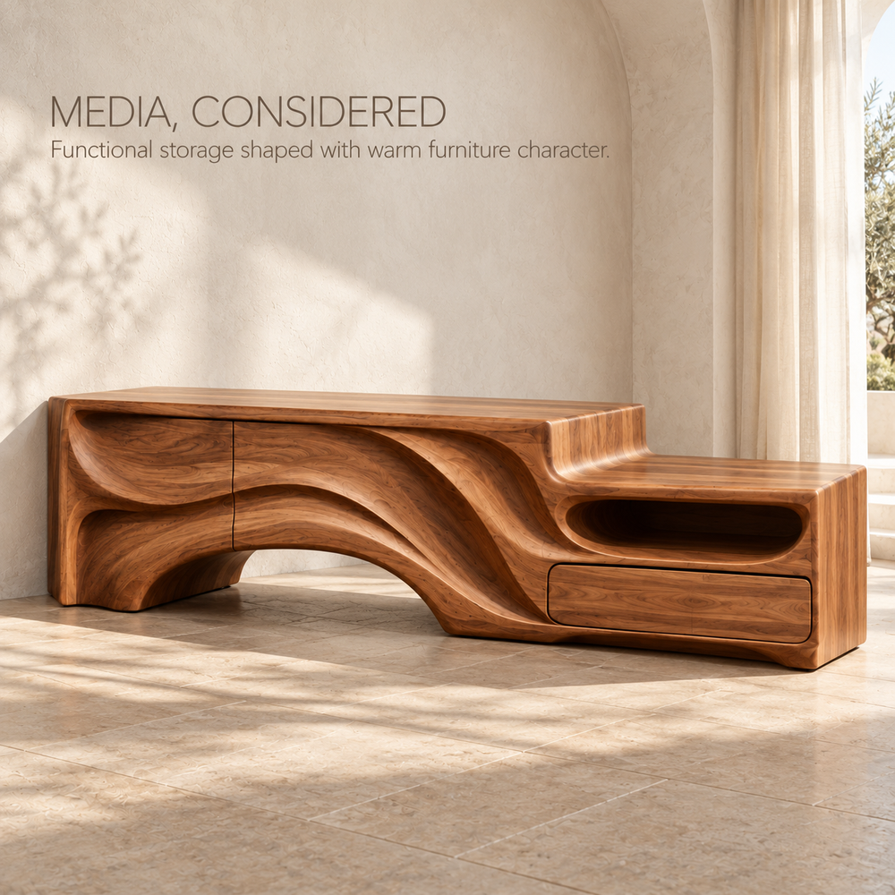 Huxley Sculptural Solid Wood TV Stand - Design 166 - product detail 2