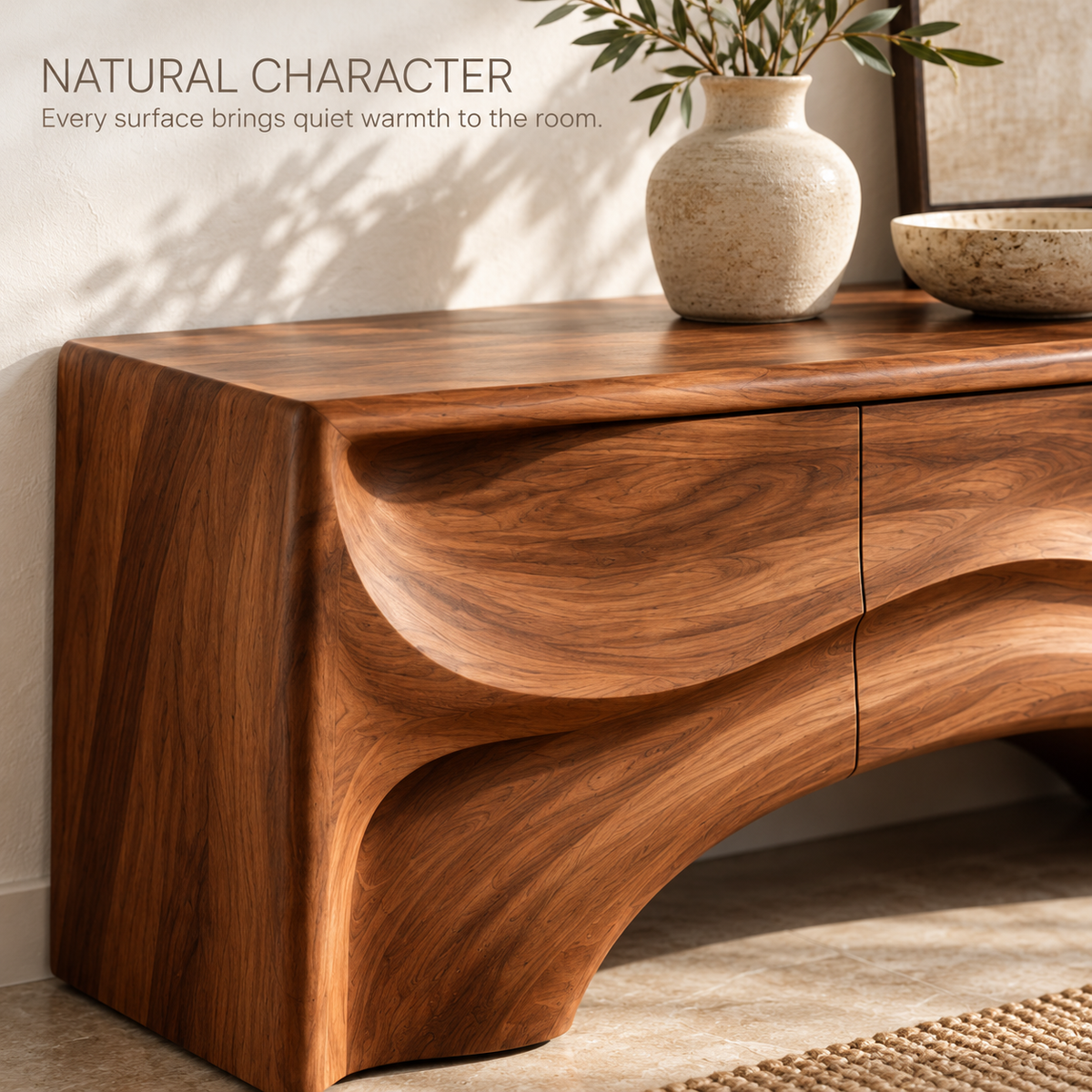 Huxley Sculptural Solid Wood TV Stand - Design 166 - product detail 4