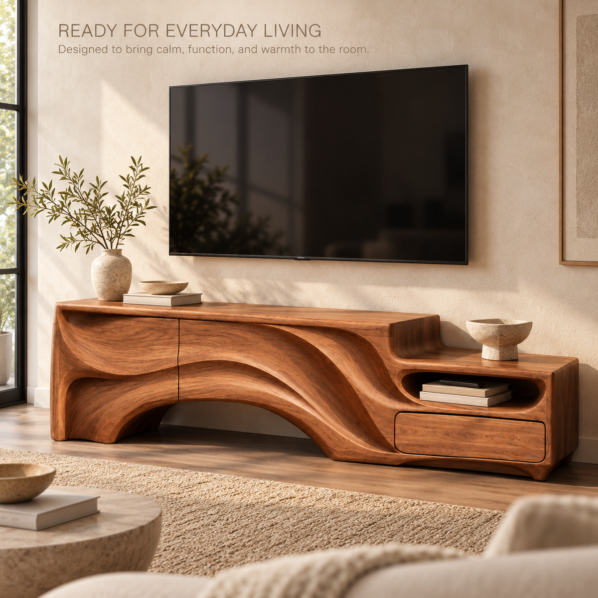 Huxley Sculptural Solid Wood TV Stand - Design 166 - product detail 6