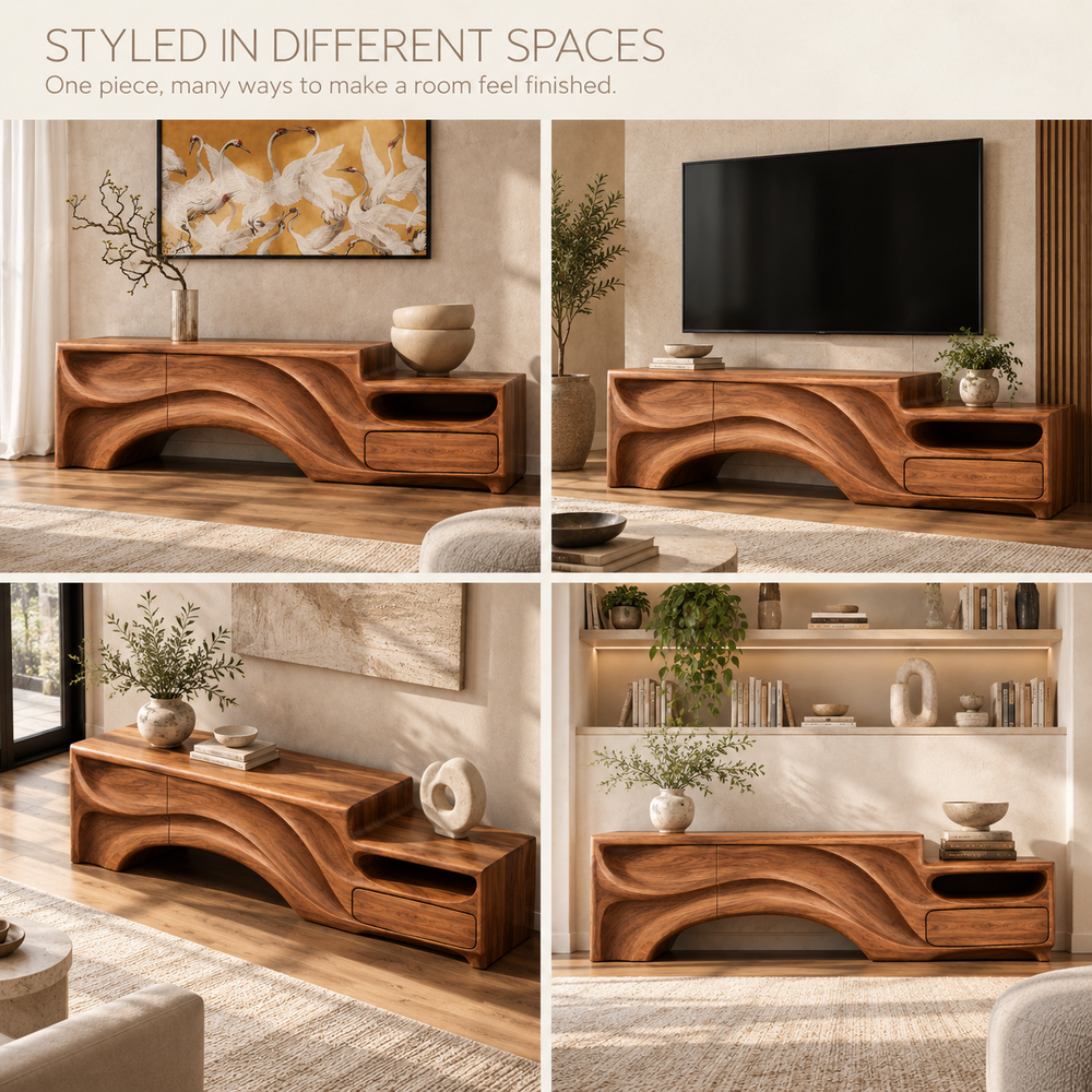 Huxley Sculptural Solid Wood TV Stand - Design 166 - product detail 9