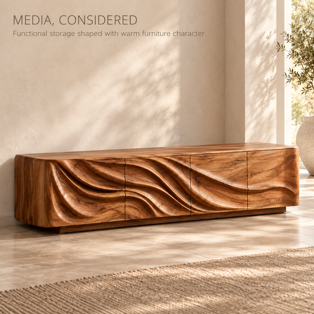 Kenwood Sculptural Solid Wood TV Stand - Design 168 - product detail 2