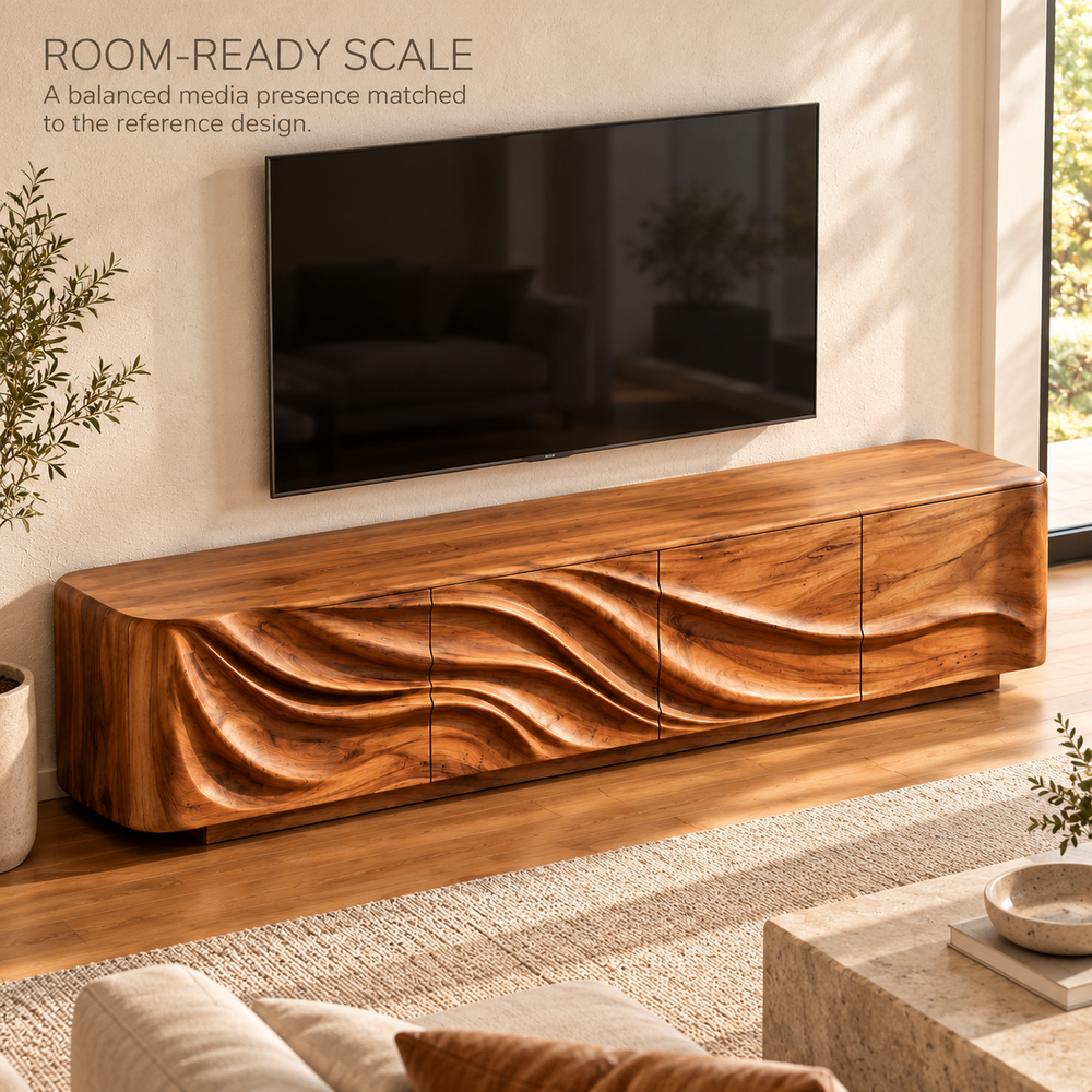 Kenwood Sculptural Solid Wood TV Stand - Design 168 - product detail 3