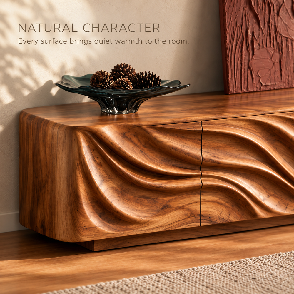 Kenwood Sculptural Solid Wood TV Stand - Design 168 - product detail 4