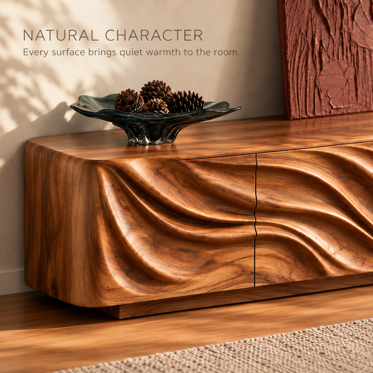 Kenwood Sculptural Solid Wood TV Stand - Design 168 - product detail 4