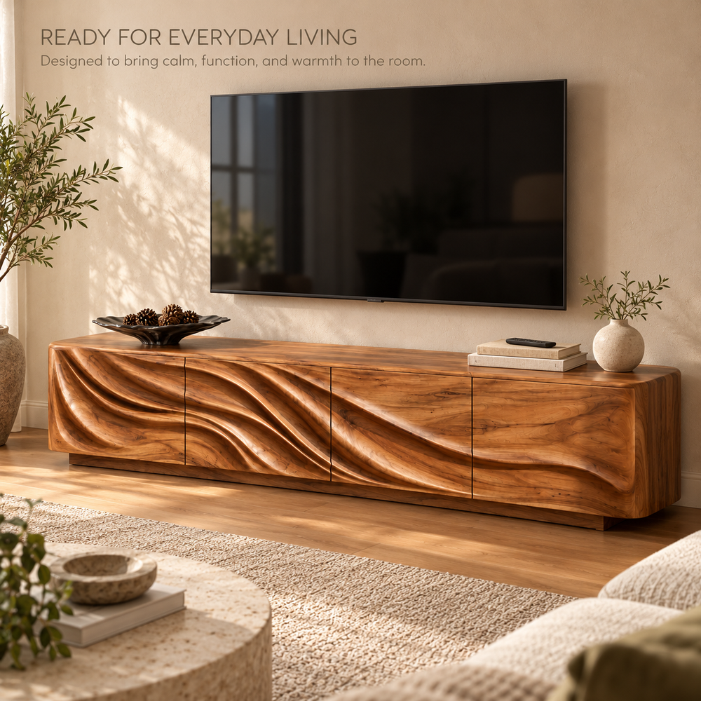 Kenwood Sculptural Solid Wood TV Stand - Design 168 - product detail 6