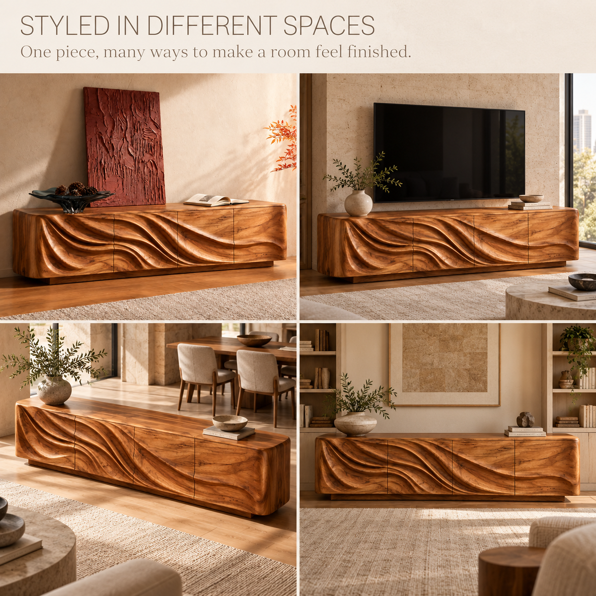Kenwood Sculptural Solid Wood TV Stand - Design 168 - product detail 9