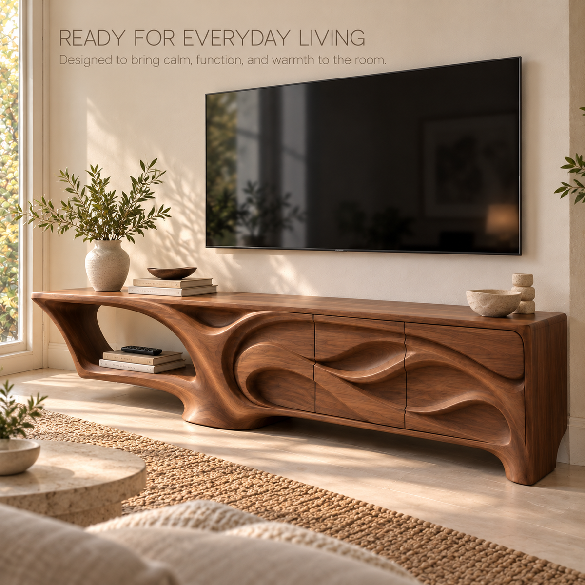 Lindenhall Sculptural Solid Wood TV Stand - Design 169 - product detail 6