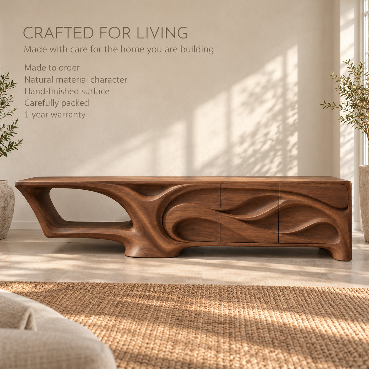 Lindenhall Sculptural Solid Wood TV Stand - Design 169 - product detail 8