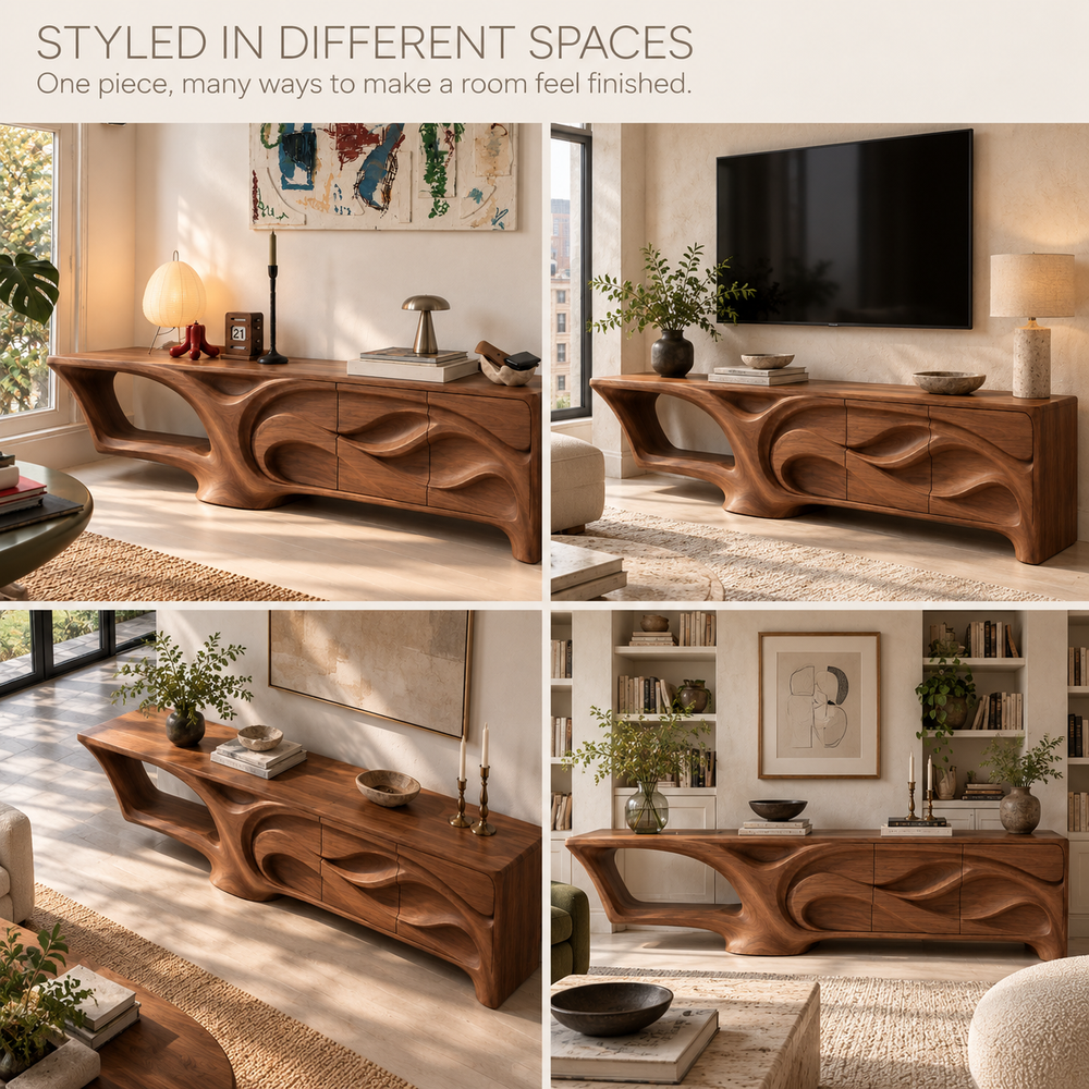 Lindenhall Sculptural Solid Wood TV Stand - Design 169 - product detail 9
