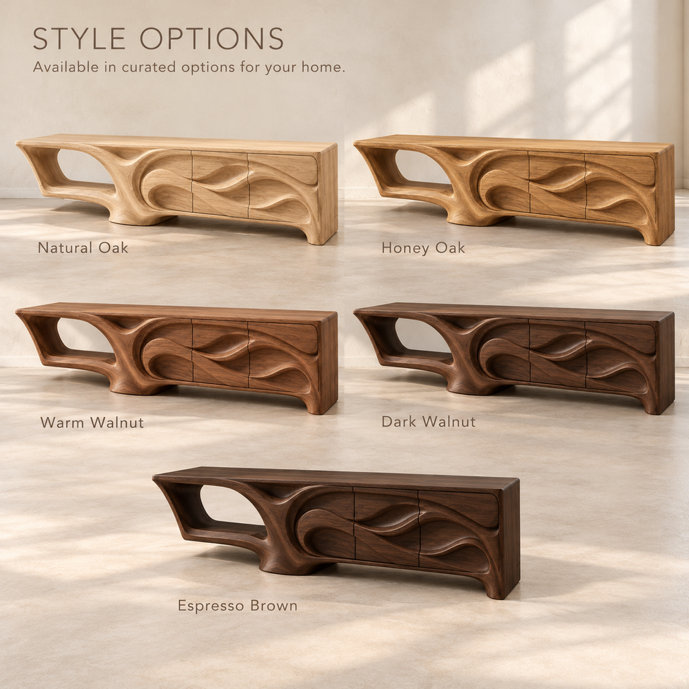 Lindenhall Sculptural Solid Wood TV Stand - Design 169 - wood finish options