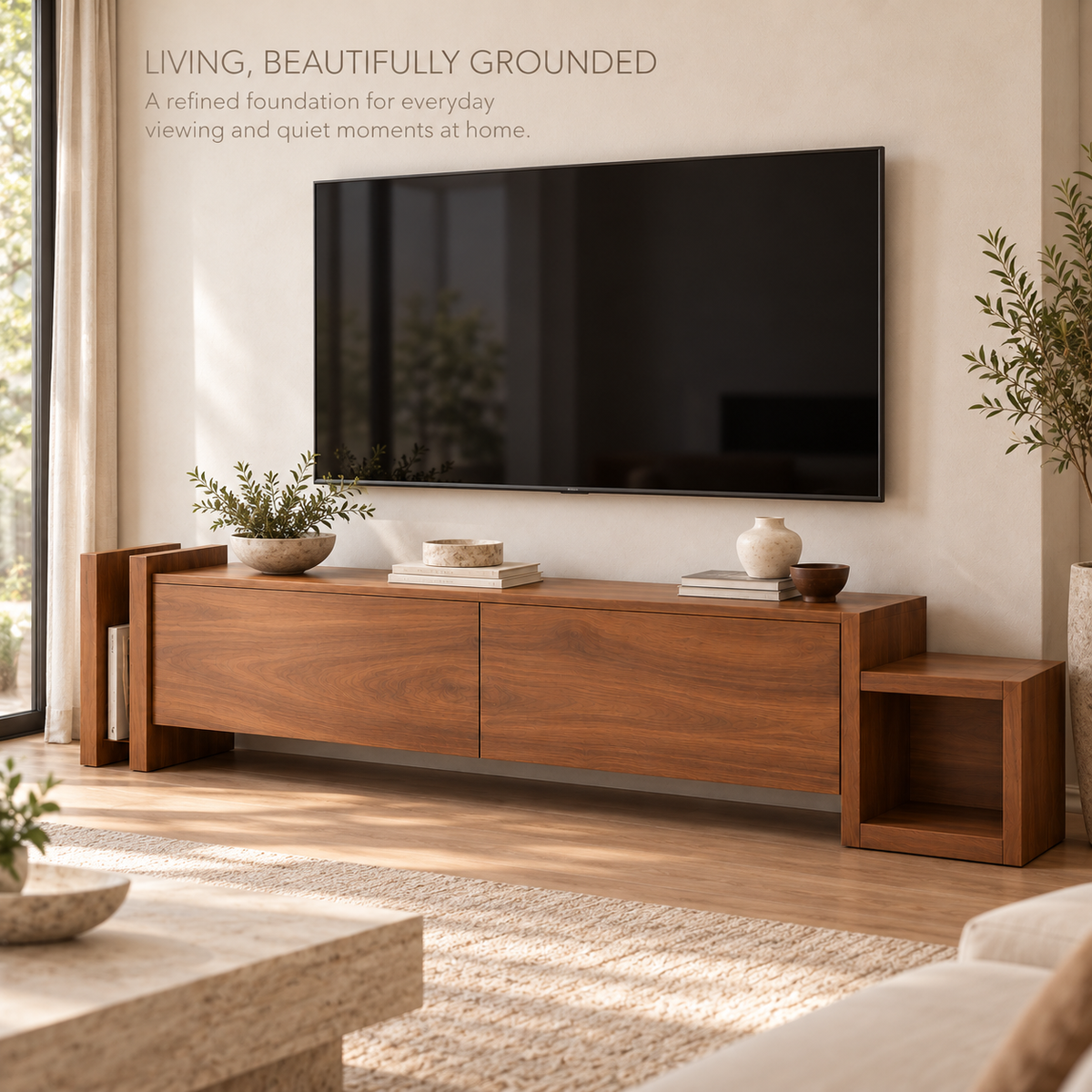 Mossley Sculptural Solid Wood TV Stand - Design 170 - product detail 1