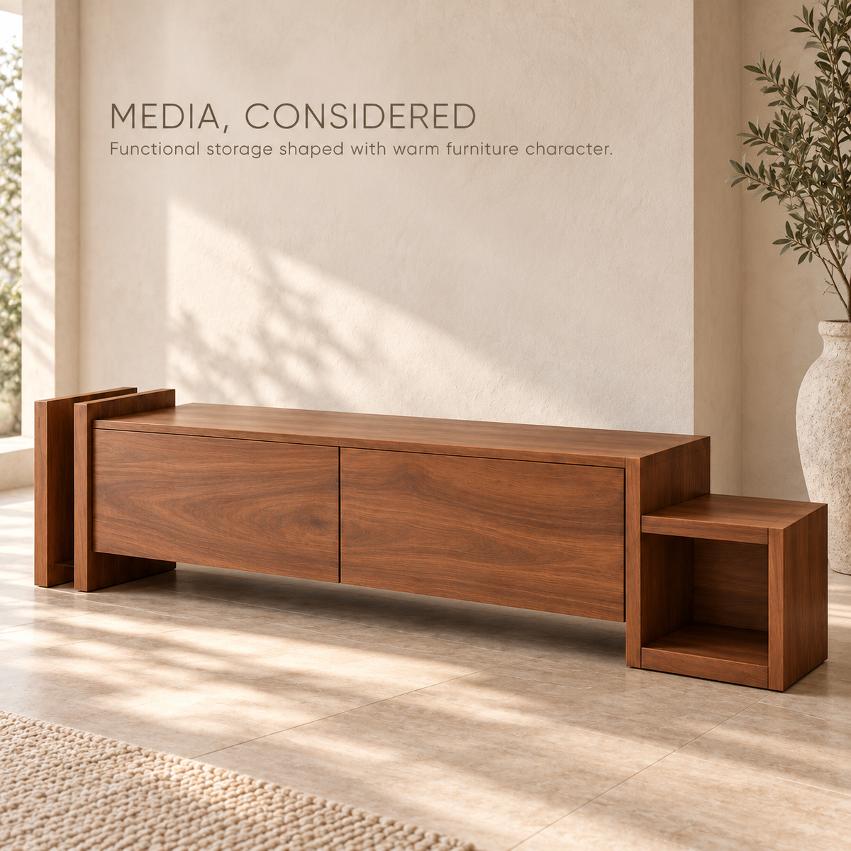 Mossley Sculptural Solid Wood TV Stand - Design 170 - product detail 2