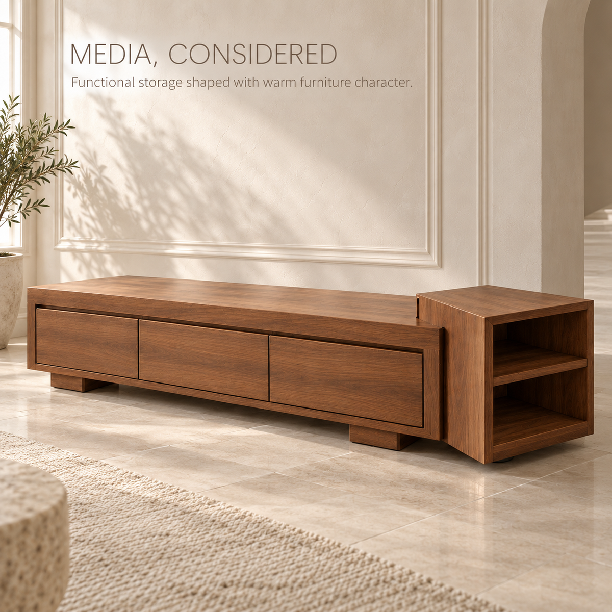 Norwood Sculptural Solid Wood TV Stand - Design 171 - product detail 2