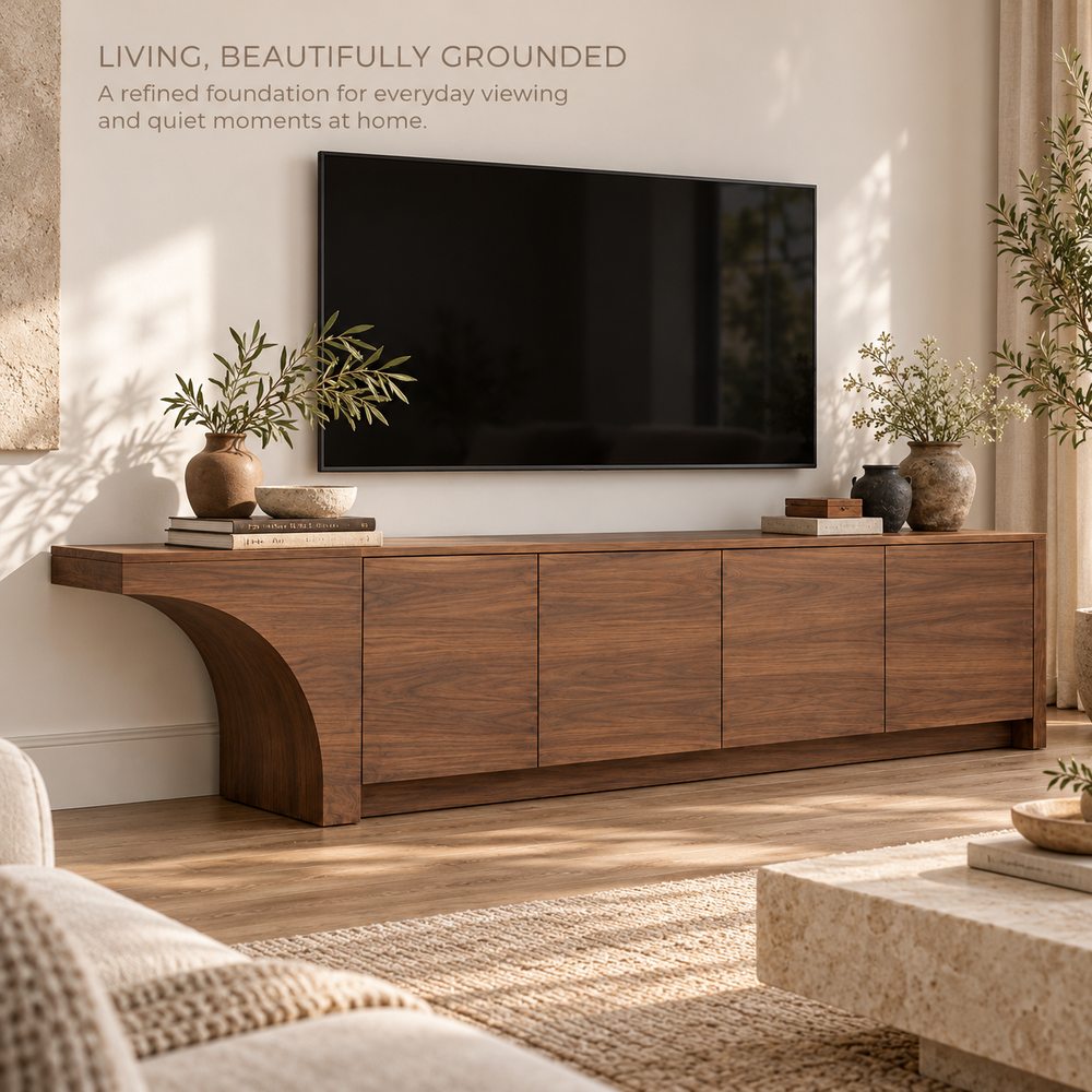 Oakridge Sculptural Solid Wood TV Stand - Design 172 - product detail 1