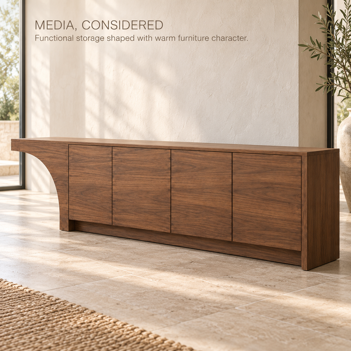 Oakridge Sculptural Solid Wood TV Stand - Design 172 - product detail 2
