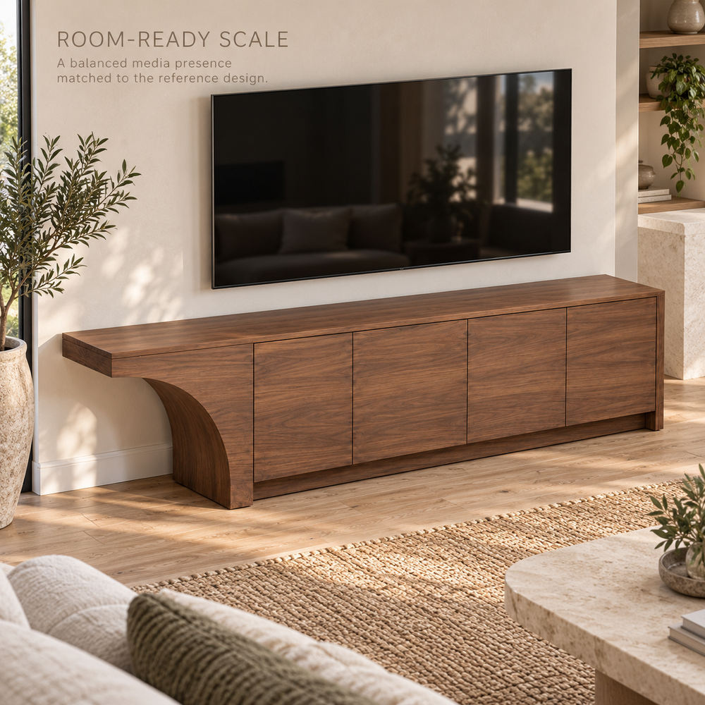 Oakridge Sculptural Solid Wood TV Stand - Design 172 - product detail 3