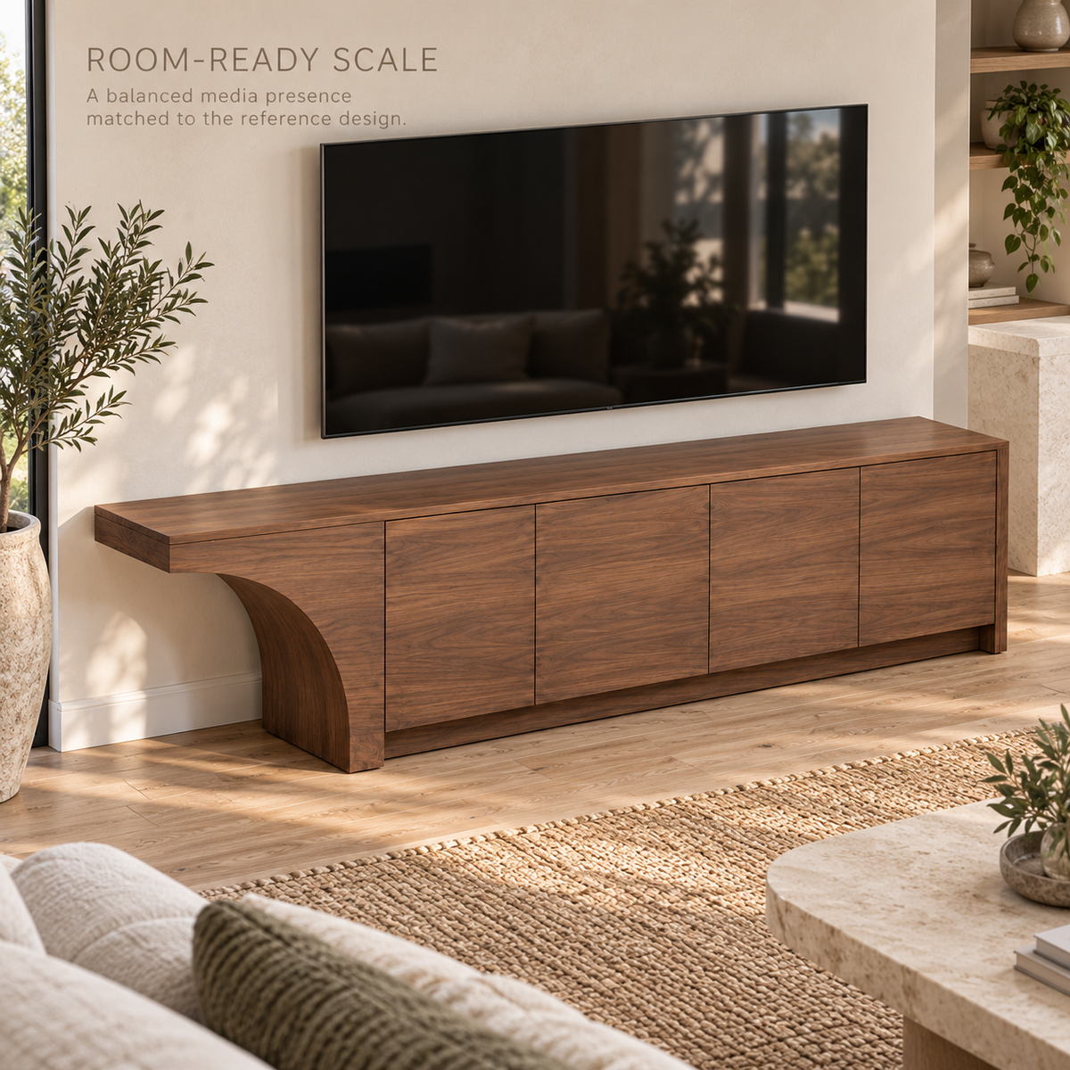 Oakridge Sculptural Solid Wood TV Stand - Design 172 - product detail 3