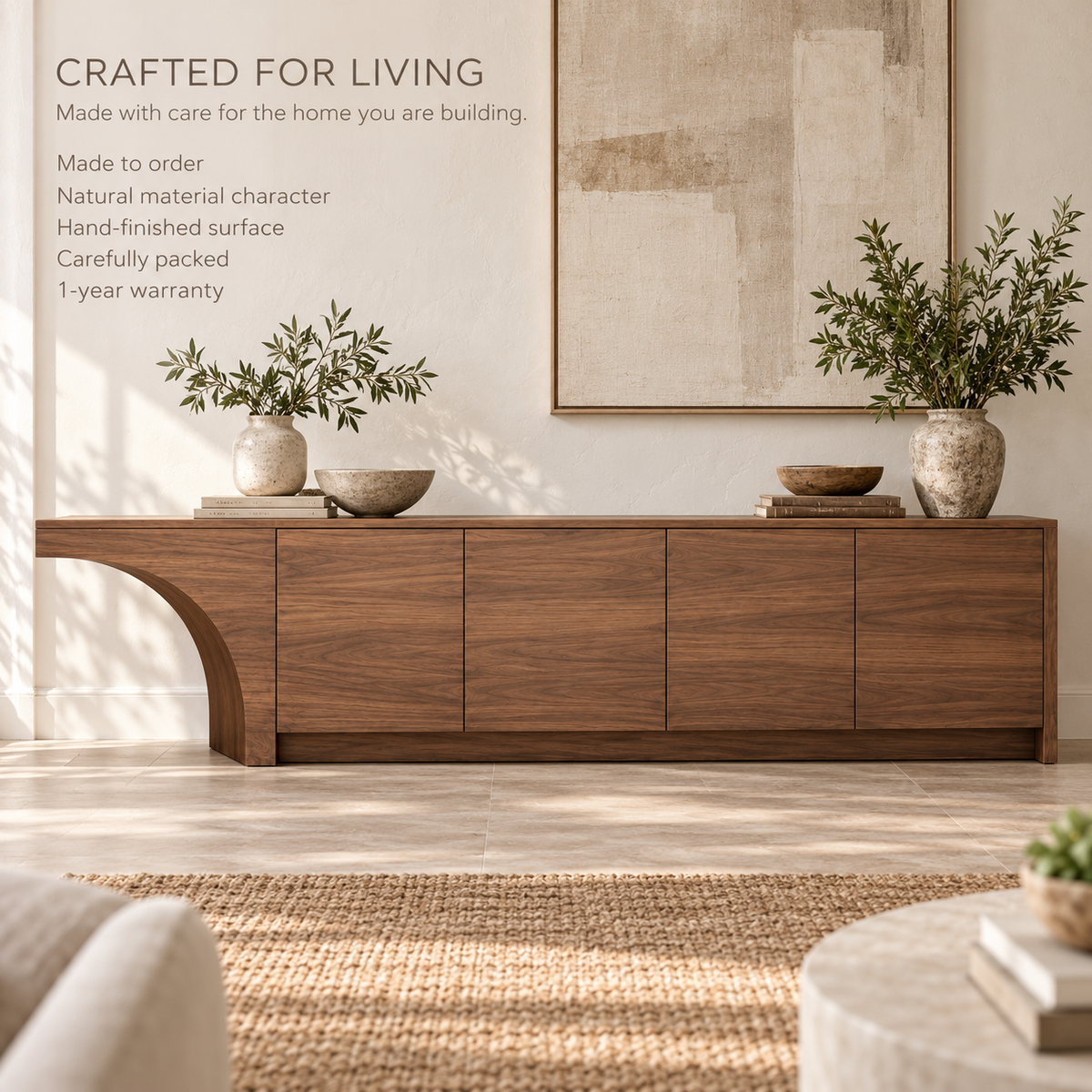 Oakridge Sculptural Solid Wood TV Stand - Design 172 - product detail 8