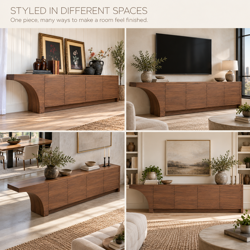 Oakridge Sculptural Solid Wood TV Stand - Design 172 - product detail 9