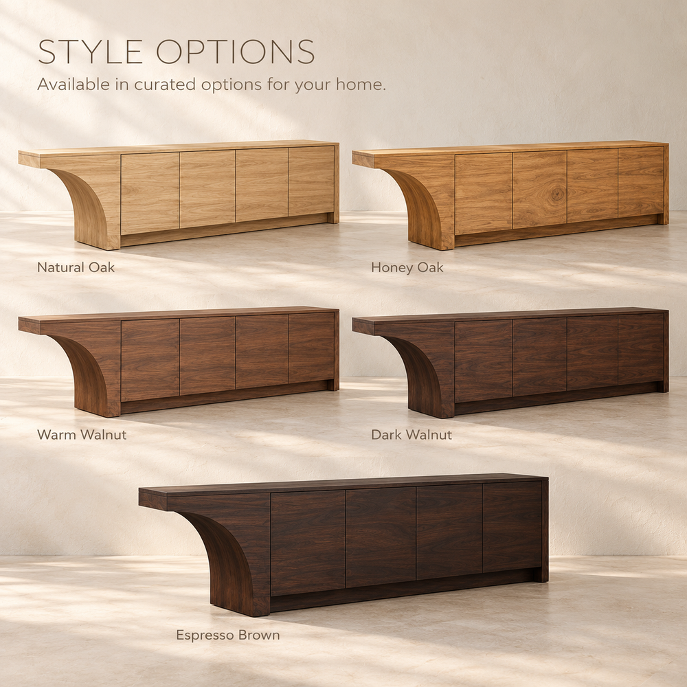 Oakridge Sculptural Solid Wood TV Stand - Design 172 - wood finish options
