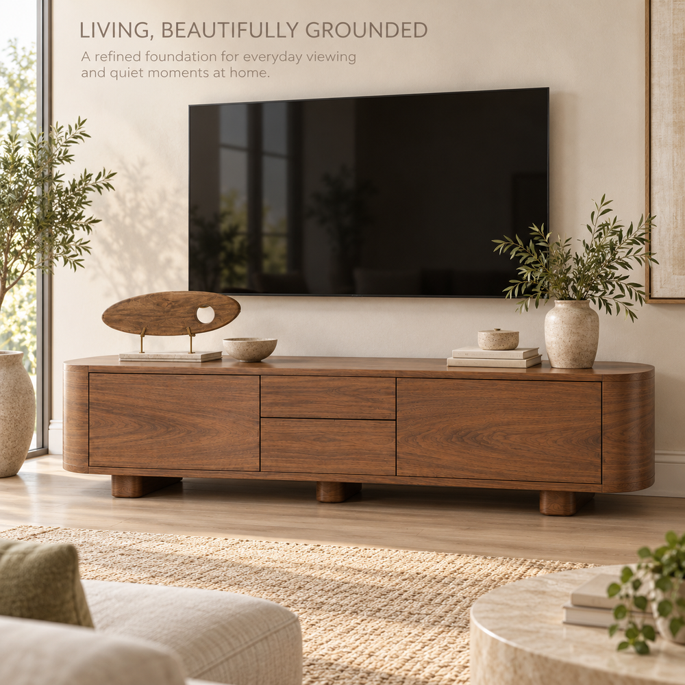 Penrose Sculptural Solid Wood TV Stand - Design 173 - product detail 1