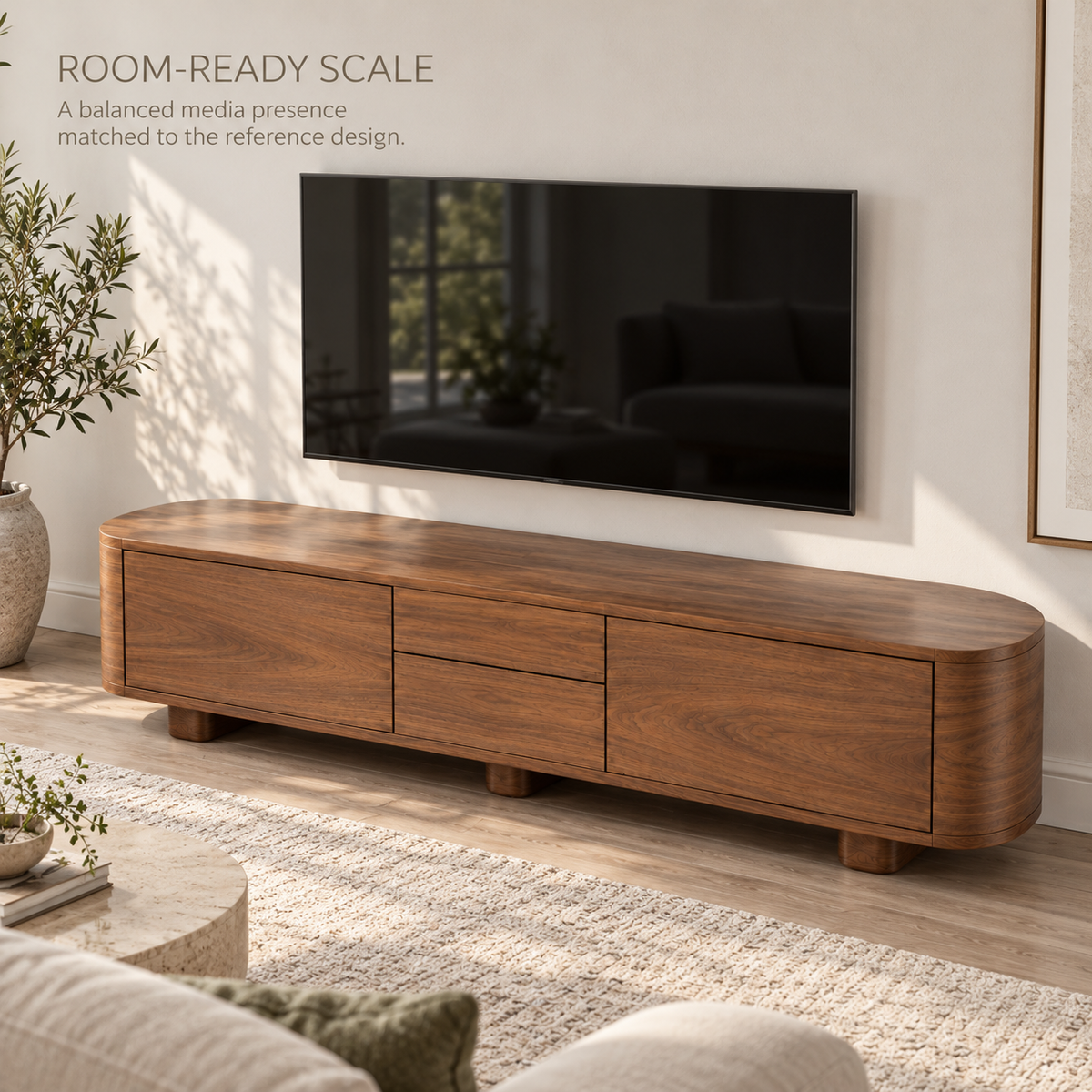 Penrose Sculptural Solid Wood TV Stand - Design 173 - product detail 3