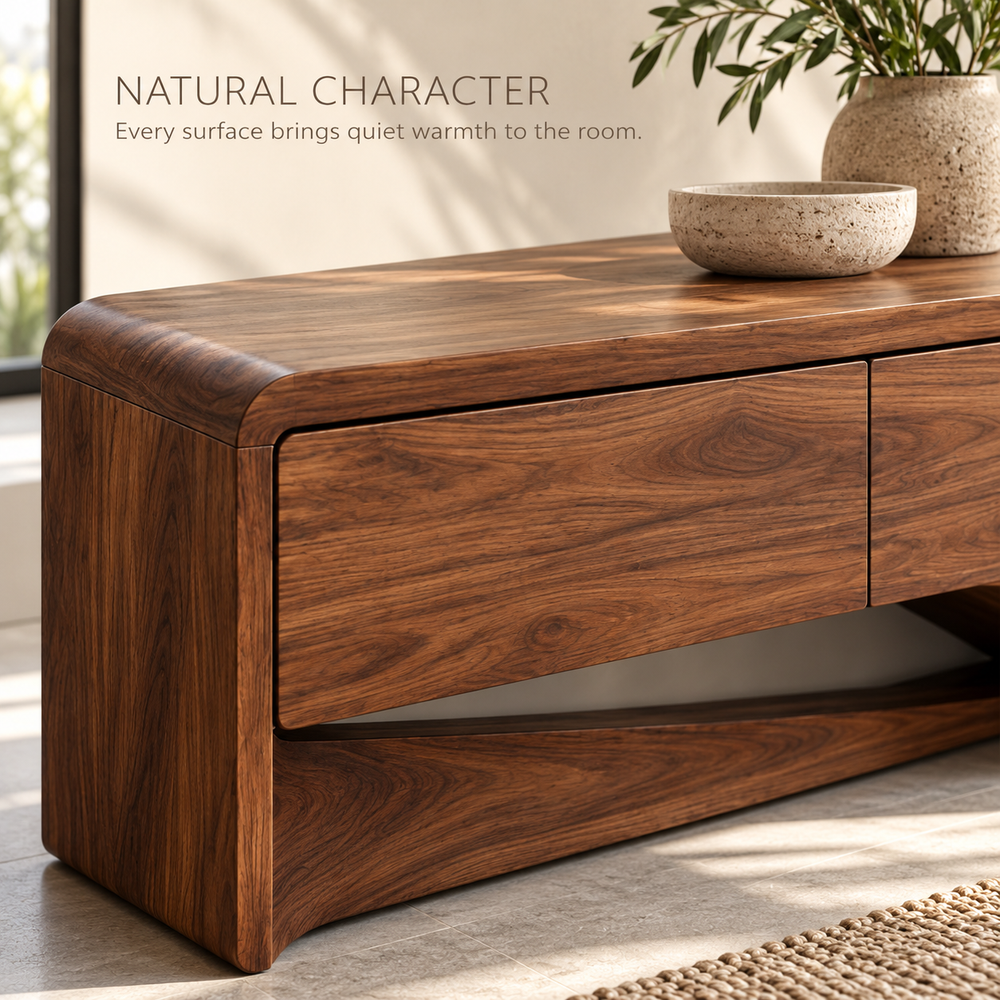 Rosewood Sculptural Solid Wood TV Stand - Design 175 - product detail 4