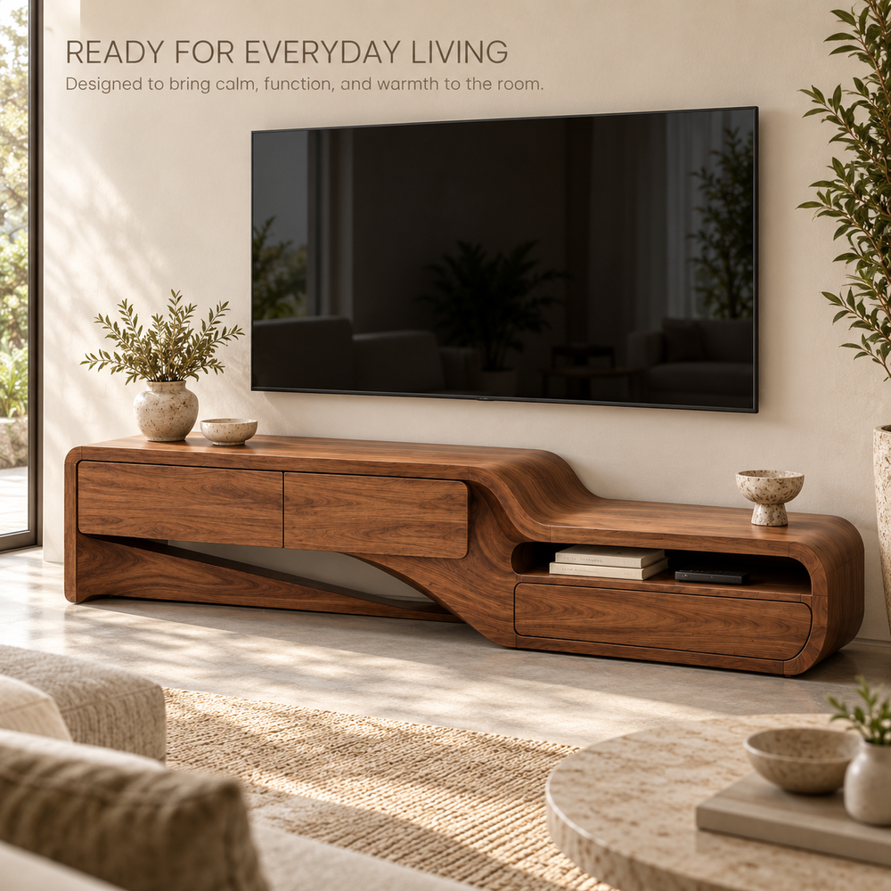 Rosewood Sculptural Solid Wood TV Stand - Design 175 - product detail 6