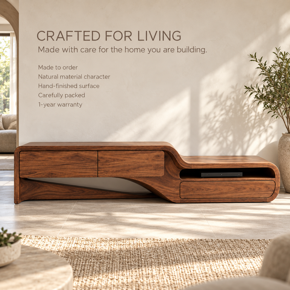Rosewood Sculptural Solid Wood TV Stand - Design 175 - product detail 8