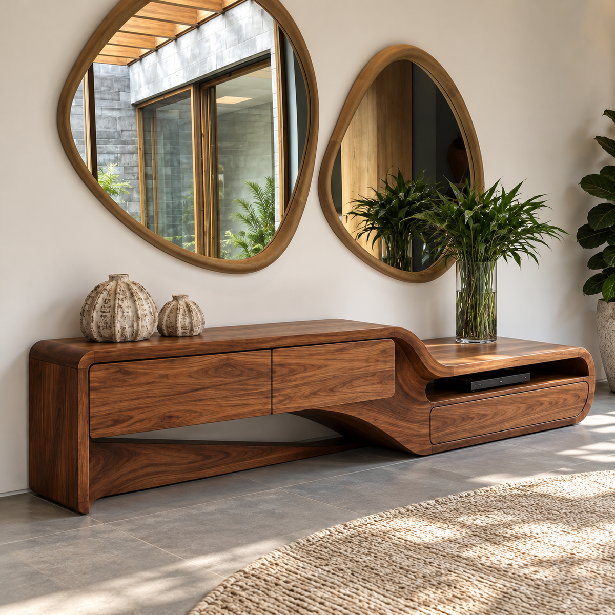 Rosewood Sculptural Solid Wood TV Stand - Design 175 - original main view
