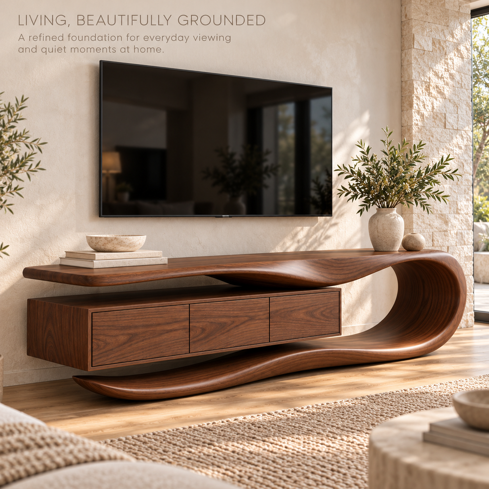 Somerley Sculptural Solid Wood TV Stand - Design 176 - product detail 1