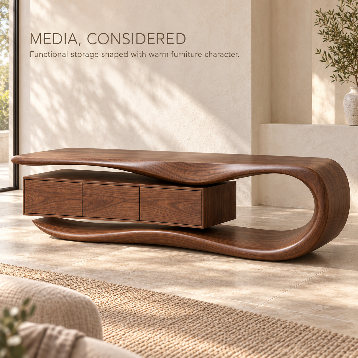 Somerley Sculptural Solid Wood TV Stand - Design 176 - product detail 2