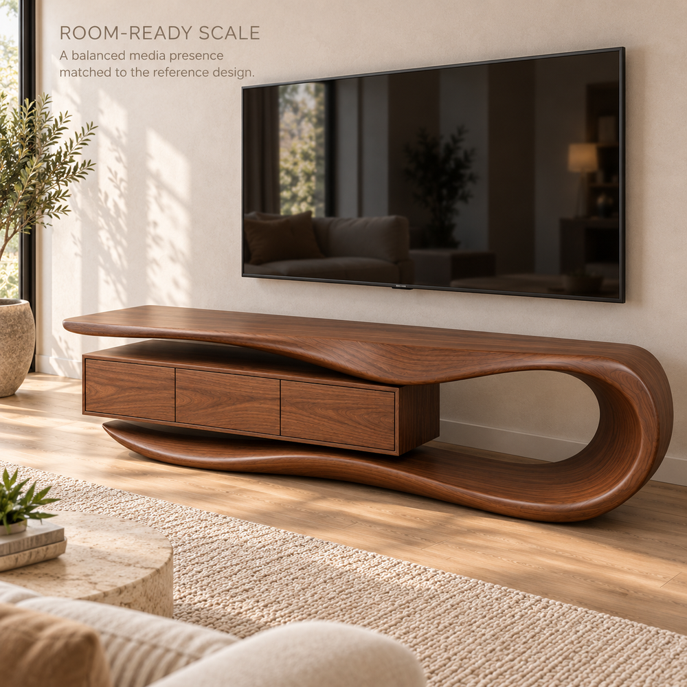 Somerley Sculptural Solid Wood TV Stand - Design 176 - product detail 3