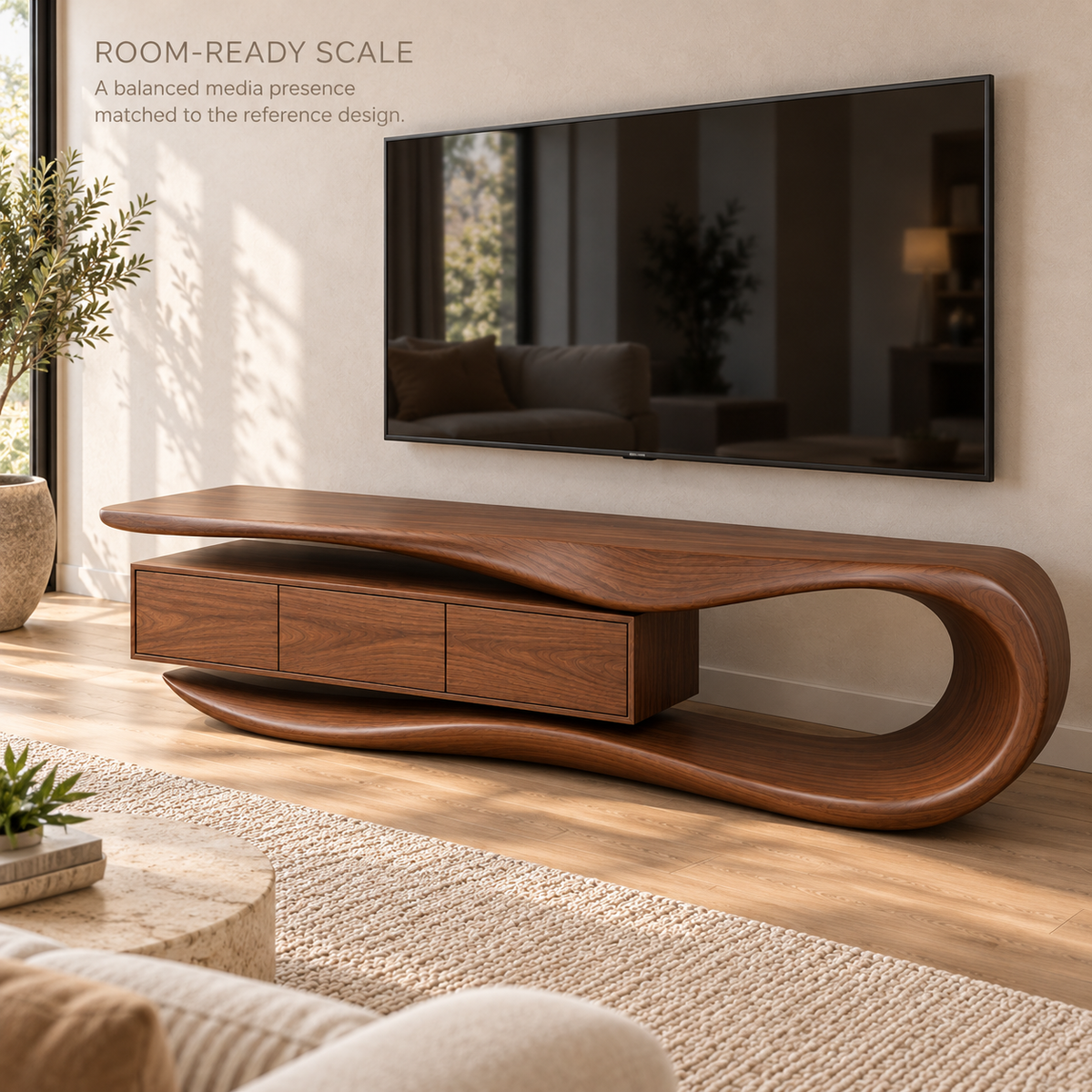 Somerley Sculptural Solid Wood TV Stand - Design 176 - product detail 3