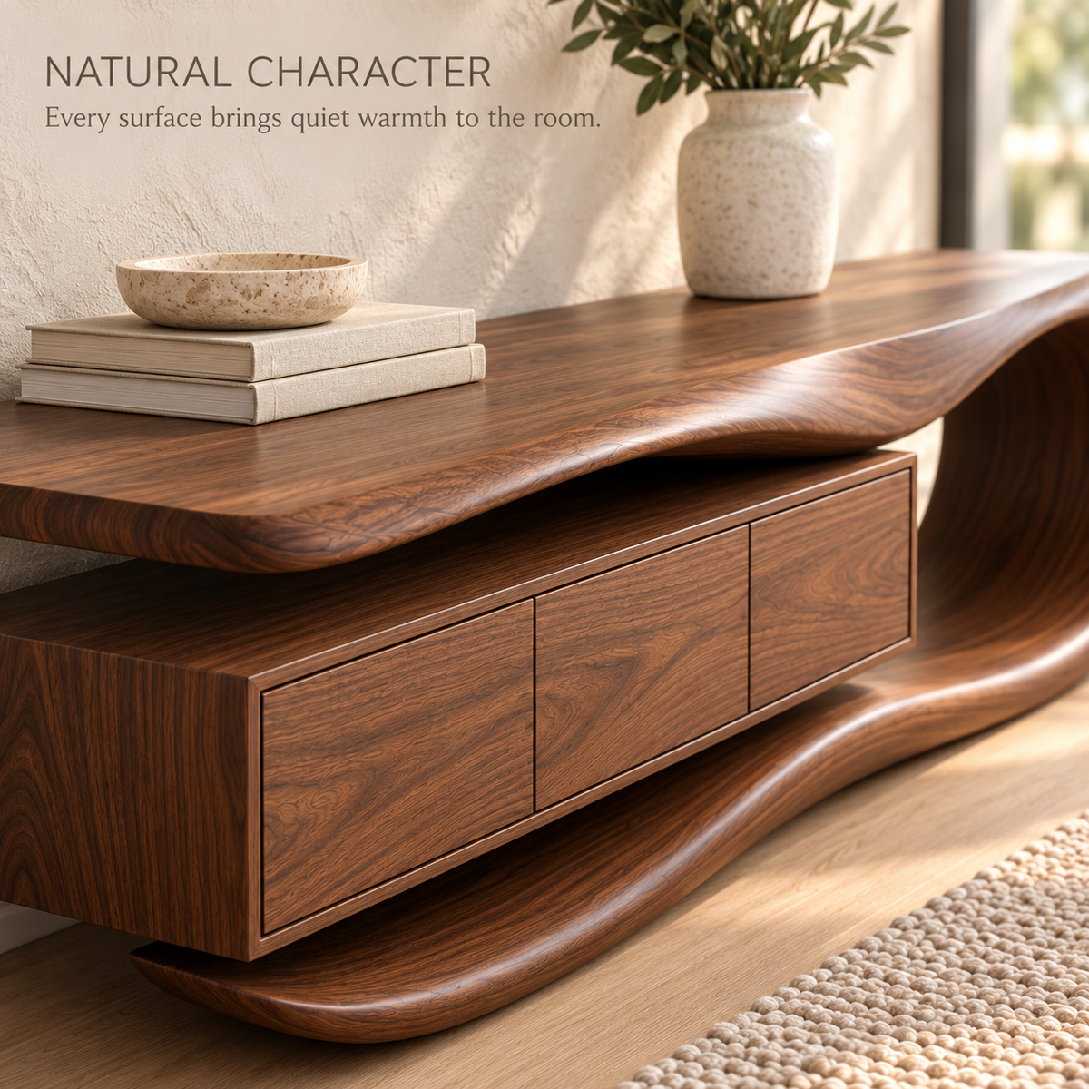 Somerley Sculptural Solid Wood TV Stand - Design 176 - product detail 4