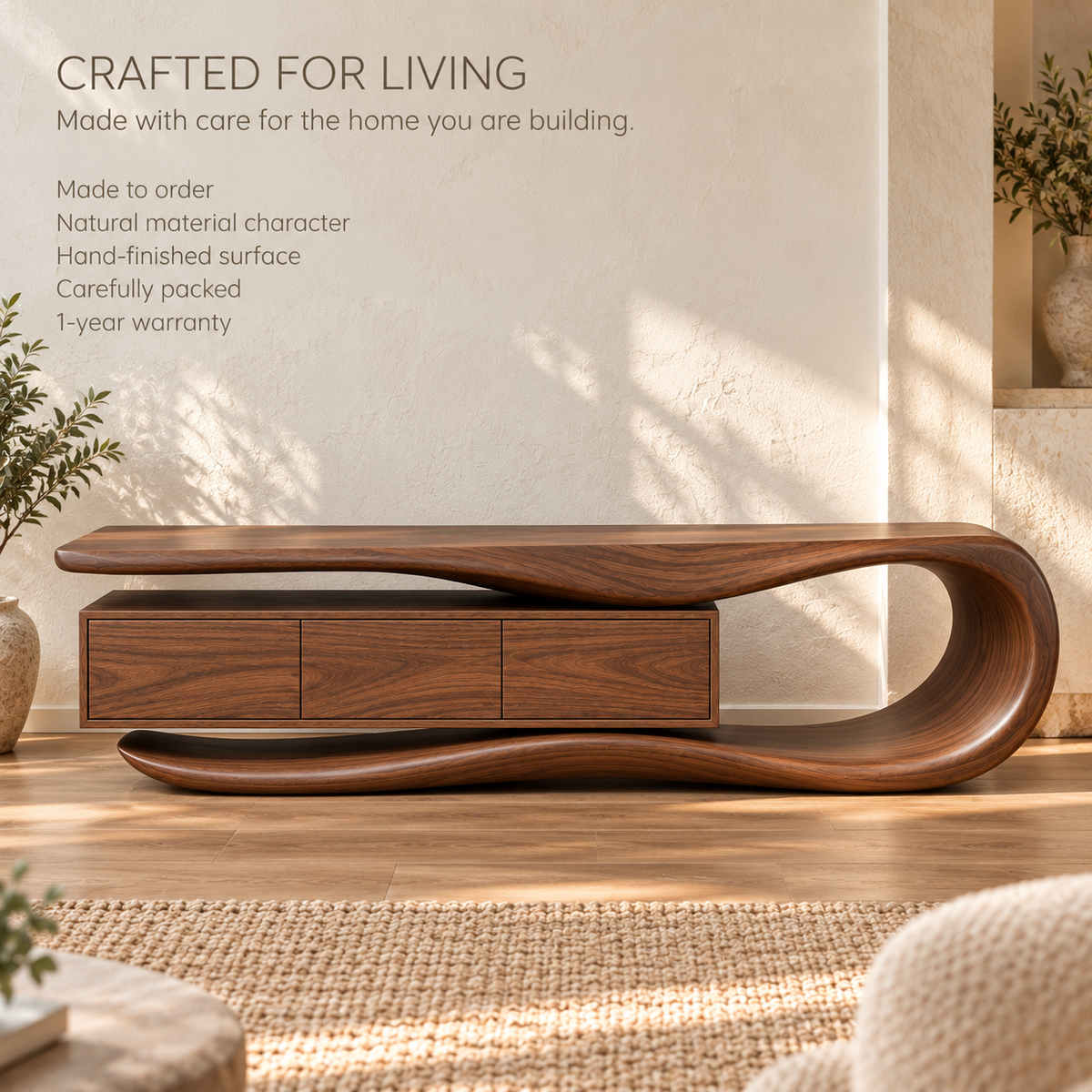 Somerley Sculptural Solid Wood TV Stand - Design 176 - product detail 8