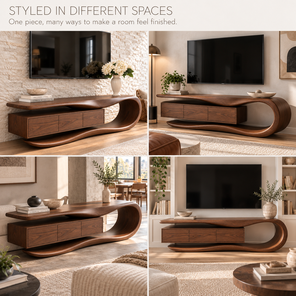 Somerley Sculptural Solid Wood TV Stand - Design 176 - product detail 9