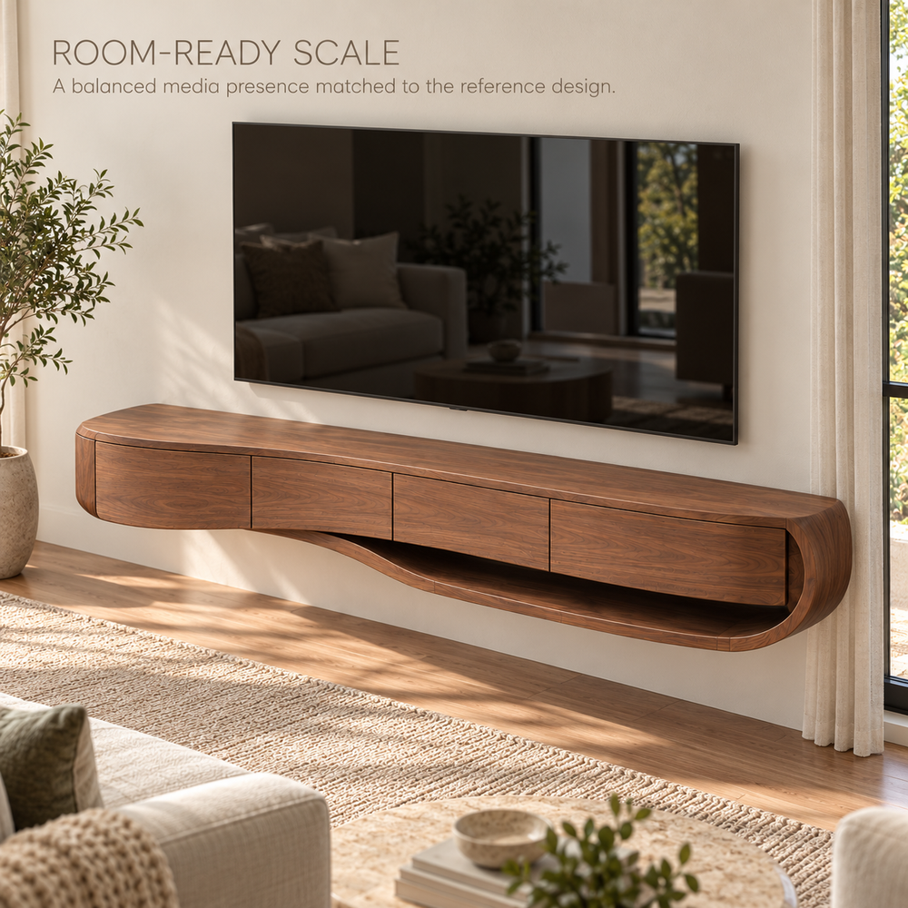 Tallmere Floating Solid Wood TV Stand - Design 177 - product detail 3